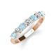 3 - Kathleen 3.40 mm Round Aquamarine and Diamond 7 Stone Wedding Band 