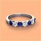 2 - Kathleen 3.40 mm Round Blue Sapphire and Diamond 7 Stone Wedding Band 