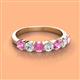 2 - Kathleen 3.40 mm Round Pink Sapphire and Diamond 7 Stone Wedding Band 