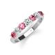 3 - Kathleen 3.40 mm Round Pink Tourmaline and Diamond 7 Stone Wedding Band 