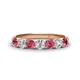 1 - Kathleen 3.40 mm Round Pink Tourmaline and Diamond 7 Stone Wedding Band 