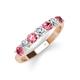 3 - Kathleen 3.40 mm Round Pink Tourmaline and Diamond 7 Stone Wedding Band 