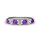 1 - Kathleen 3.40 mm Round Amethyst and Diamond 7 Stone Wedding Band 