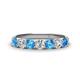 1 - Kathleen 3.40 mm Round Blue Topaz and Diamond 7 Stone Wedding Band 