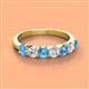 2 - Kathleen 3.40 mm Round Blue Topaz and Diamond 7 Stone Wedding Band 