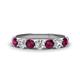 1 - Kathleen 3.40 mm Round Rhodolite Garnet and Diamond 7 Stone Wedding Band 