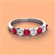 2 - Kathleen 3.40 mm Round Ruby and Diamond 7 Stone Wedding Band 