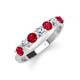 3 - Kathleen 3.40 mm Round Ruby and Diamond 7 Stone Wedding Band 