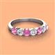 2 - Kathleen 3.40 mm Round Pink Sapphire and Diamond 7 Stone Wedding Band 