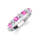 3 - Kathleen 3.40 mm Round Pink Sapphire and Diamond 7 Stone Wedding Band 