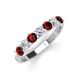 3 - Kathleen 3.40 mm Round Red Garnet and Diamond 7 Stone Wedding Band 