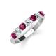 3 - Kathleen 3.40 mm Round Rhodolite Garnet and Diamond 7 Stone Wedding Band 