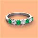 2 - Kathleen 3.40 mm Round Emerald and Diamond 7 Stone Wedding Band 