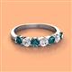 2 - Kathleen 3.40 mm Round London Blue Topaz and Diamond 7 Stone Wedding Band 