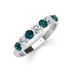 3 - Kathleen 3.40 mm Round London Blue Topaz and Diamond 7 Stone Wedding Band 