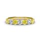 1 - Kathleen 3.40 mm Round Yellow Diamond and White Diamond 7 Stone Wedding Band 