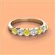 2 - Kathleen 3.50 mm Round Yellow Diamond and White Diamond 7 Stone Wedding Band 