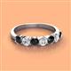 2 - Kathleen 3.40 mm Round Black Diamond and White Diamond 7 Stone Wedding Band 