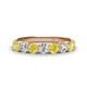 1 - Kathleen 3.50 mm Round Yellow Diamond and White Diamond 7 Stone Wedding Band 