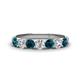 1 - Kathleen 3.40 mm Round Blue Diamond and White Diamond 7 Stone Wedding Band 