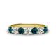 1 - Kathleen 3.40 mm Round Blue Diamond and White Diamond 7 Stone Wedding Band 