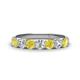 1 - Kathleen 3.40 mm Round Yellow Diamond and White Diamond 7 Stone Wedding Band 