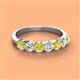 2 - Kathleen 3.40 mm Round Yellow Diamond and White Diamond 7 Stone Wedding Band 