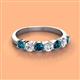 2 - Kathleen 3.40 mm Round Blue Diamond and White Diamond 7 Stone Wedding Band 