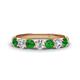 1 - Kathleen 3.40 mm Round Green Garnet and Diamond 7 Stone Wedding Band 