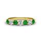 1 - Kathleen 3.40 mm Round Green Garnet and Diamond 7 Stone Wedding Band 