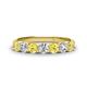 1 - Kathleen 3.40 mm Round Yellow Sapphire and Diamond 7 Stone Wedding Band 