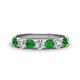 1 - Kathleen 3.40 mm Round Green Garnet and Diamond 7 Stone Wedding Band 