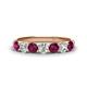 1 - Kathleen 3.40 mm Round Rhodolite Garnet and Lab Grown Diamond Wedding Band 