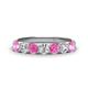 1 - Kathleen 3.40 mm Round Pink Sapphire and Lab Grown Diamond Wedding Band 