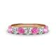 1 - Kathleen 3.40 mm Round Pink Sapphire and Lab Grown Diamond Wedding Band 