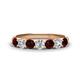 1 - Kathleen 3.40 mm Round Red Garnet and Lab Grown Diamond Wedding Band 