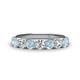 1 - Kathleen 3.40 mm Round Aquamarine and Lab Grown Diamond Wedding Band 