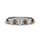 1 - Kathleen 3.40 mm Round Smoky Quartz and Lab Grown Diamond Wedding Band 