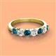 2 - Kathleen 3.40 mm Round Blue Diamond and White Lab Grown Diamond Wedding Band 