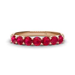 Kathleen Round Ruby Wedding Band Round Ruby ctw Stone Womens Wedding Band Stackable K Rose Gold
