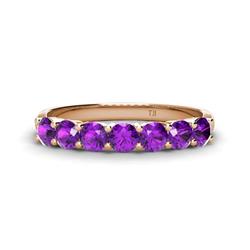 Kathleen Round Amethyst Wedding Band Round Amethyst ctw Stone Womens Wedding Band Stackable K Rose Gold