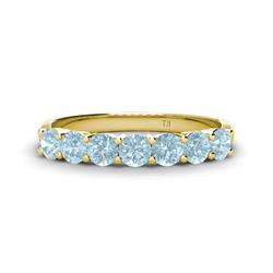 Kathleen Round Aquamarine Wedding Band Round Aquamarine ctw Stone Womens Wedding Band Stackable K Yellow Gold