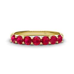 Kathleen Round Ruby Wedding Band Round Ruby ctw Stone Womens Wedding Band Stackable K Yellow Gold