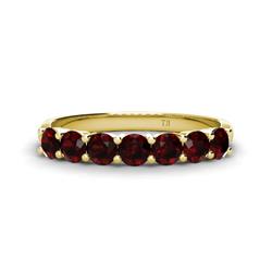 Kathleen Round Red Garnet Wedding Band Round Red Garnet ctw Stone Womens Wedding Band Stackable K Yellow Gold