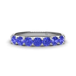 Kathleen Round Tanzanite Wedding Band Round Tanzanite ctw Stone Womens Wedding Band Stackable Platinum