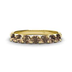 Kathleen Round Smoky Quartz Wedding Band Round Smoky Quartz ctw Stone Womens Wedding Band Stackable K Yellow Gold