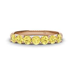 Kathleen Round Yellow Sapphire Wedding Band Round Yellow Sapphire ctw Stone Womens Wedding Band Stackable K Rose Gold