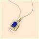 2 - Everlee 6x4 mm Emerald Cut Blue Sapphire and Round Diamond Halo Pendant Necklace 
