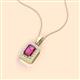 2 - Everlee 6x4 mm Emerald Cut Rhodolite Garnet and Round Diamond Halo Pendant Necklace 