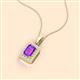 2 - Everlee 6x4 mm Emerald Cut Amethyst and Round Diamond Halo Pendant Necklace 